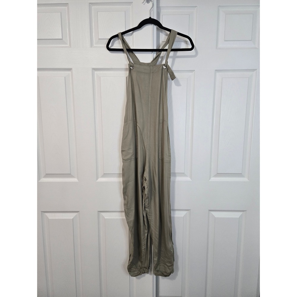 Hollister Olive Green Relaxed Viscose Overalls Tie Straps Size S